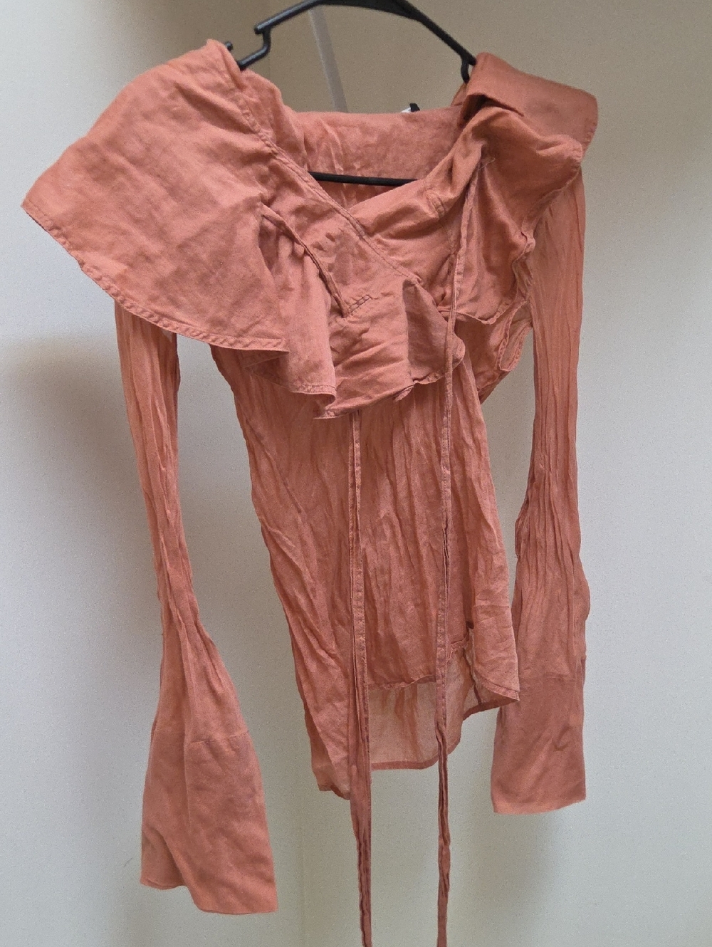 Gucci Coral Pink Ruffle Long-Sleeve Top